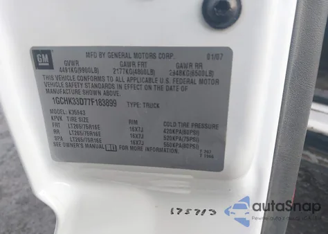 2007 Chevrolet Silverado 3500 Classic Lt3 z USA, uszkodzony, nr VIN 1GCHK33D77F183899